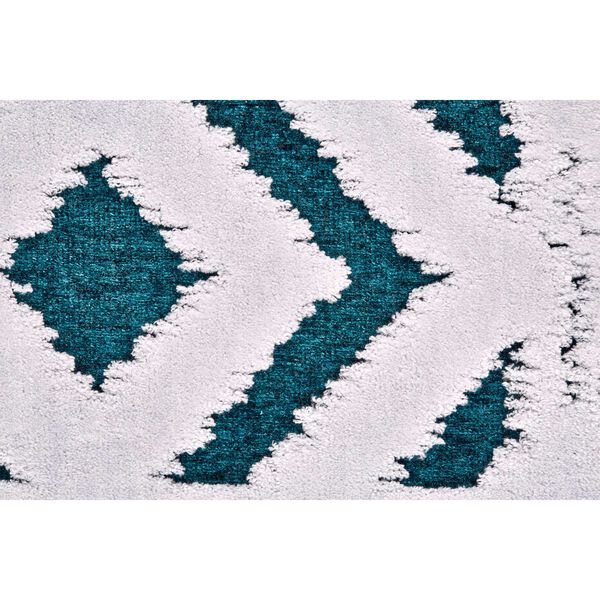Saphir Mira Farmhouse Solid Blue Green White Rectangular 5 Ft. 3 In. x 7 Ft. 6 In. Area Rug, image 4