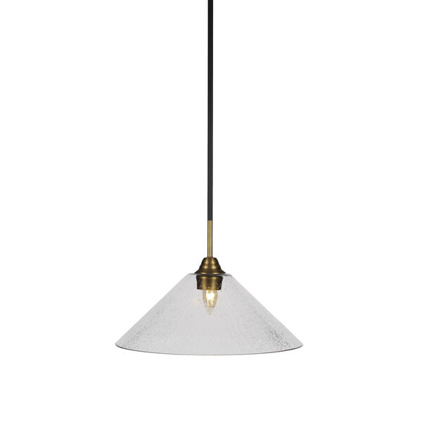 Paramount Matte Black and Brass 16-Inch One-Light Pendant with Clear Bubble Shade, image 1