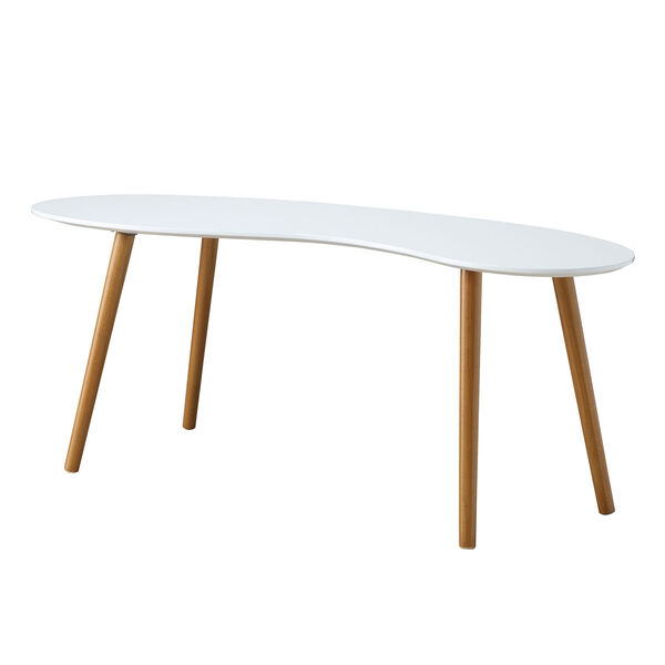 Oslo Bean Shaped Coffee Table in White with Bamboo, image 6