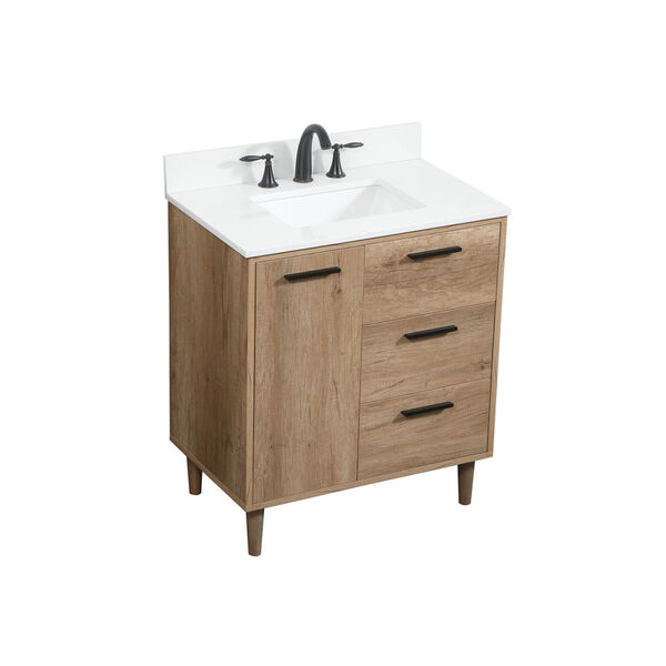 Baldwin Natural Oak 30-Inch Single Bathroom Vanity with Backsplash, image 1