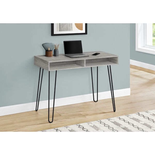 Grey and Black Computer Desk with Storage, image 2
