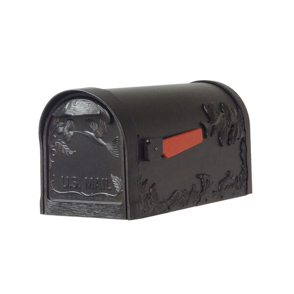 Curbside Black Hummingbird Mailbox with Floral Front Single Mounting Bracket, image 5