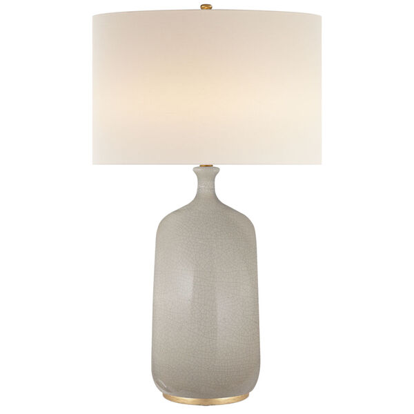 Culloden Table Lamp in Bone Craquelure with Linen Shade by AERIN, image 1