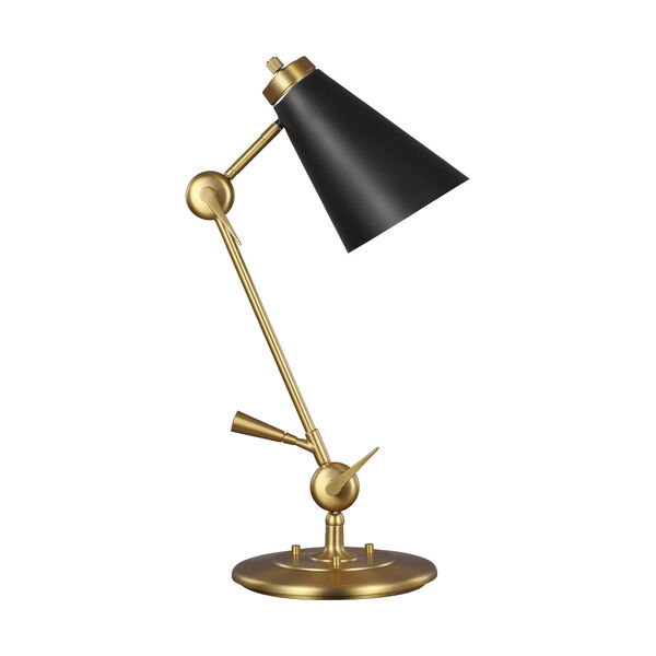 Signoret Burnished Brass and Black One-Light Task Table Lamp, image 2