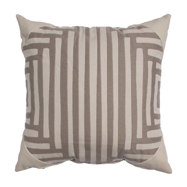 Kubu Taupe and Dove 22 x 22 Inch Pillow with Corner Cap, image 1