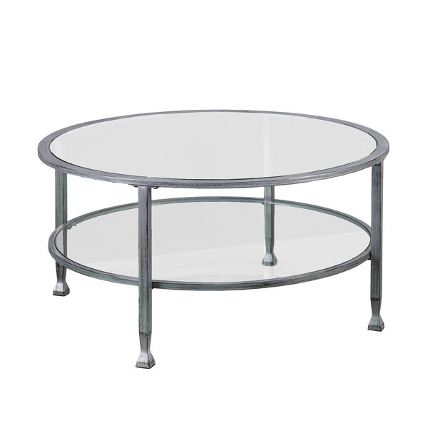 Jaymes Silver Metal and Glass Round Cocktail Table, image 4