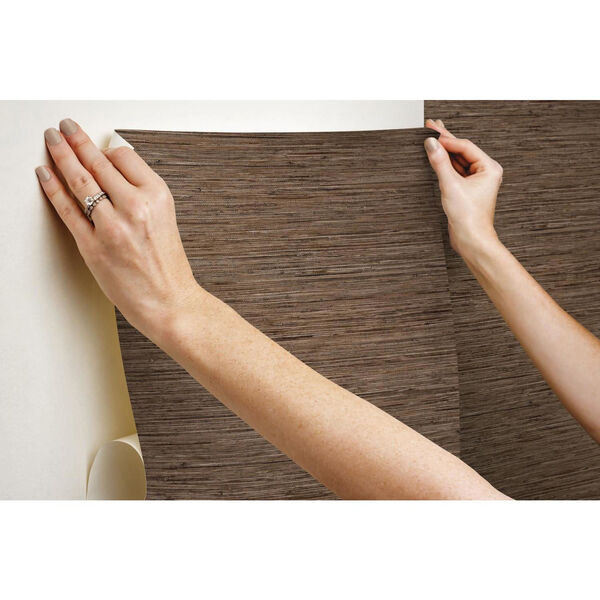 Brown Grass cloth Peel and Stick Wallpaper, image 6