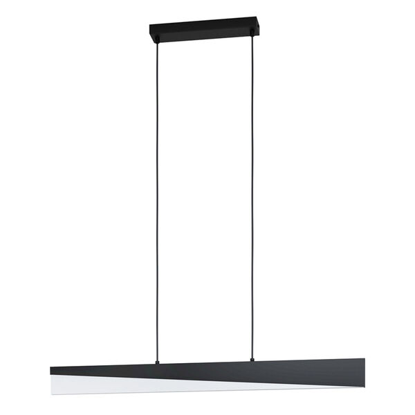 Isidro Structured Black Integrated LED Linear Pendant with White Acrylic Shade, image 1