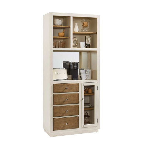 Natural Four Drawer Coffee Bar with Shelve, image 2