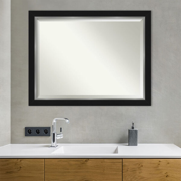 Eva Black and Silver 45W X 35H-Inch Bathroom Vanity Wall Mirror, image 3