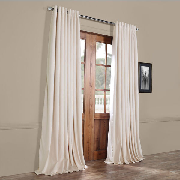 Ivory 108 x 100 In. Double Wide Grommet Blackout Velvet Curtain Single Panel, image 6