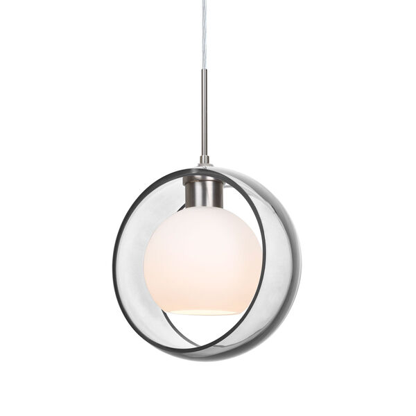 Mana Satin Nickel One-Light LED Pendant With Transparent Clear and Opal Glass, image 1