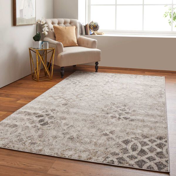 Camellia Casual Abstract Ivory Gray Rectangular 4 Ft. 3 In. x 6 Ft. 3 In. Area Rug, image 4