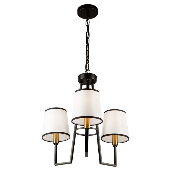 Coco Gold and Black Three-Light Chandelier, image 1