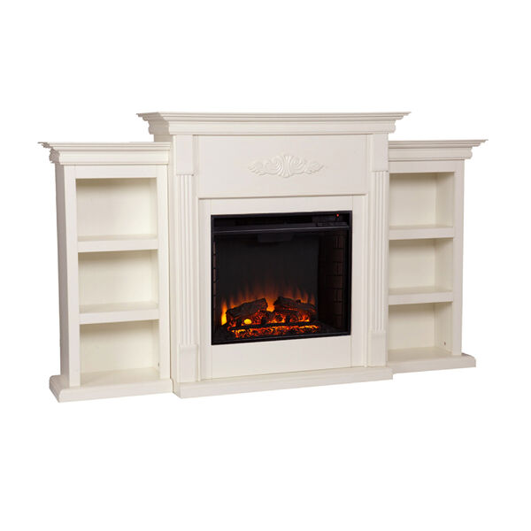 Tennyson Ivory Electric Fireplace with Bookcases, image 4