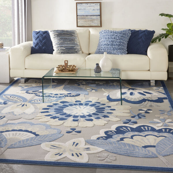 Aloha Blue and Light Gray Indoor/Outdoor Area Rug, image 1