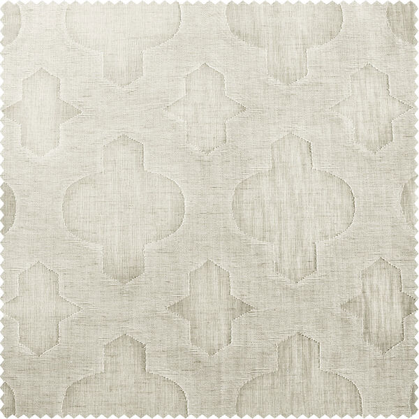 Ivory Tile Patterned Faux Linen Single Panel Curtain 50 x 96, image 8