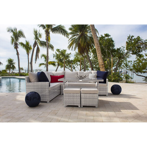 Athens Canvas Aruba Five-Piece Sectional Dining Set with Cushions, image 3