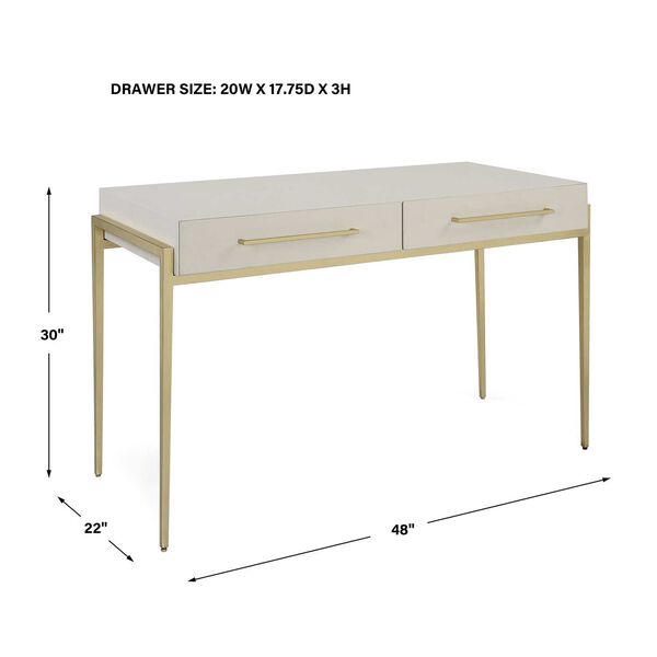 Jewel White and Gold Writing Desk, image 3