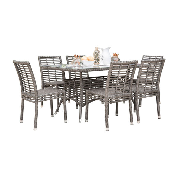 Intech Grey Outdoor Dining Set with Sunbrella Spectrum Graphite cushion, 7 Piece, image 1