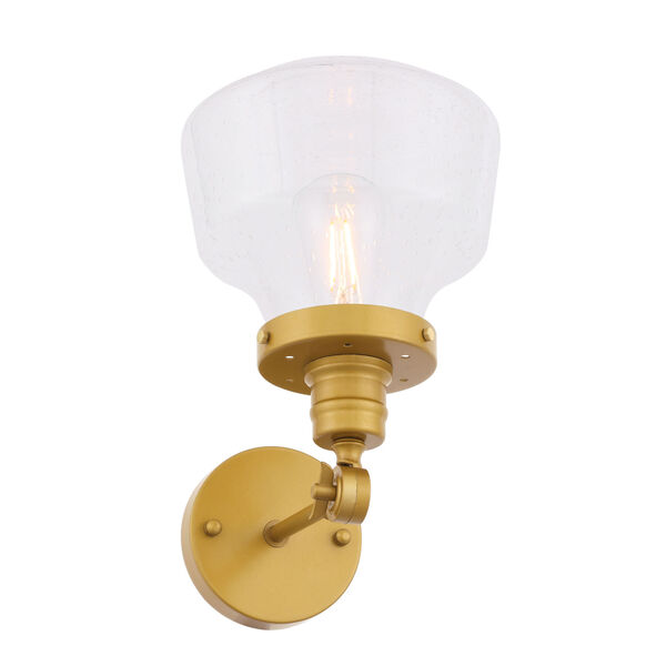 Lyle Brass Eight-Inch One-Light Wall Sconce with Clear Seeded Glass, image 6