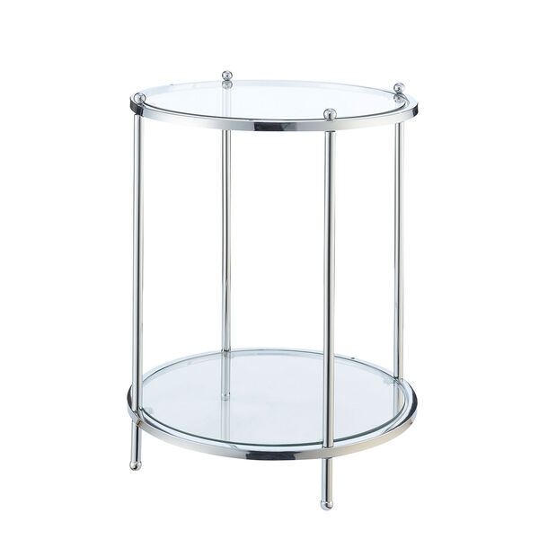 Whittier Chrome and Glass Two Tier Round End Table, image 3