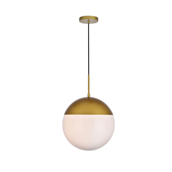 Eclipse Brass and Frosted White 14-Inch One-Light Pendant, image 1