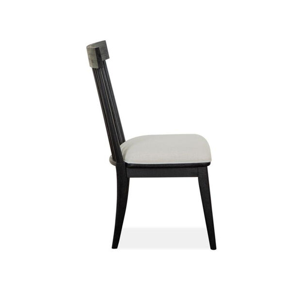 Madison Heights Black and White Dining Side Chair with Upholstered Seat and Windsor Back, image 2