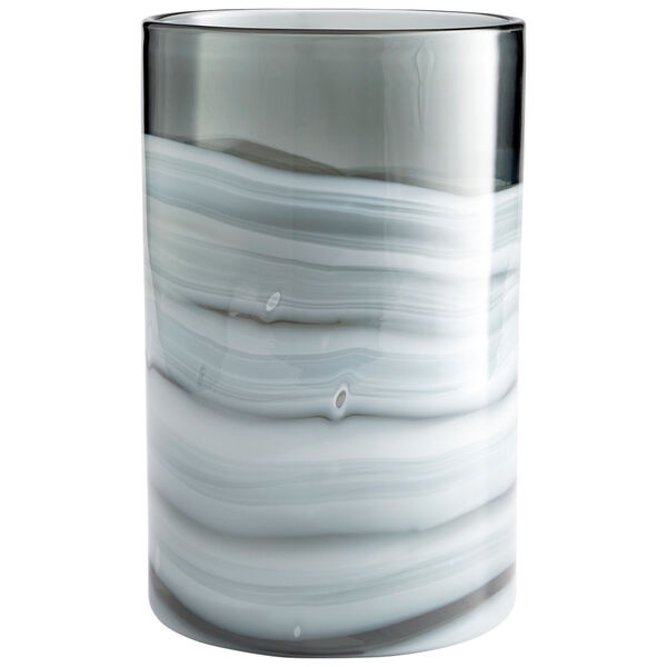 White and Silver 9-Inch Torrent Vase, image 1