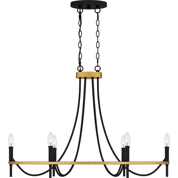 Legare Matte Black and Aged Brass Six-Light Chandelier, image 5