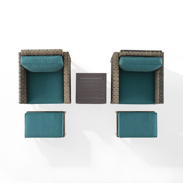 Prescott Five-Piece Outdoor Wicker Armchair Set with Side Table and Ottoman, image 6