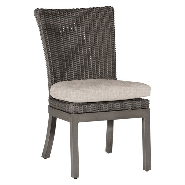 Rustic Slate Gray Side Chair with Linen Dove Cushion, image 1