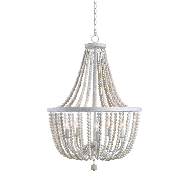 Dumas White and Distressed White Bead Five-Light Chandelier, image 1