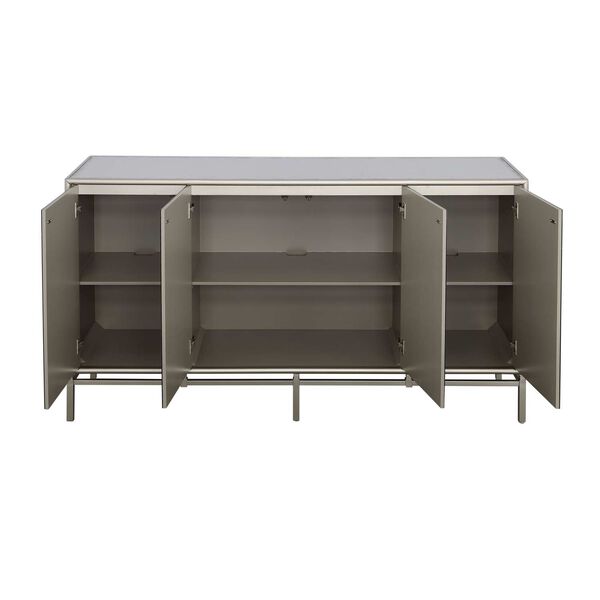 Zariyah Silver Leaf Cabinet with Four Doors, image 4