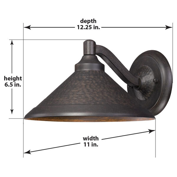 Kirkham One-Light LED Outdoor Wall Mount in Aspen Bronze with Metal Shade, image 2