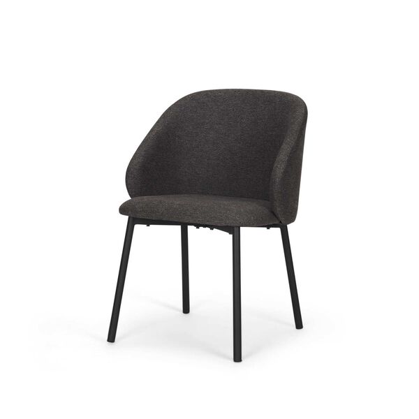 Shannon Gray Fabric and Matte Black Metal Dining Chair, image 1