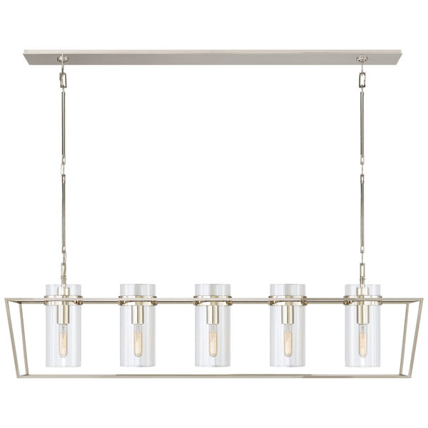 Presidio Large Linear Lantern in Polished Nickel with Clear Glass by Ian K. Fowler, image 1