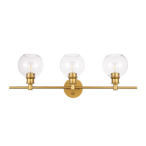 Collier Brass Three-Light Bath Vanity with Clear Glass, image 3