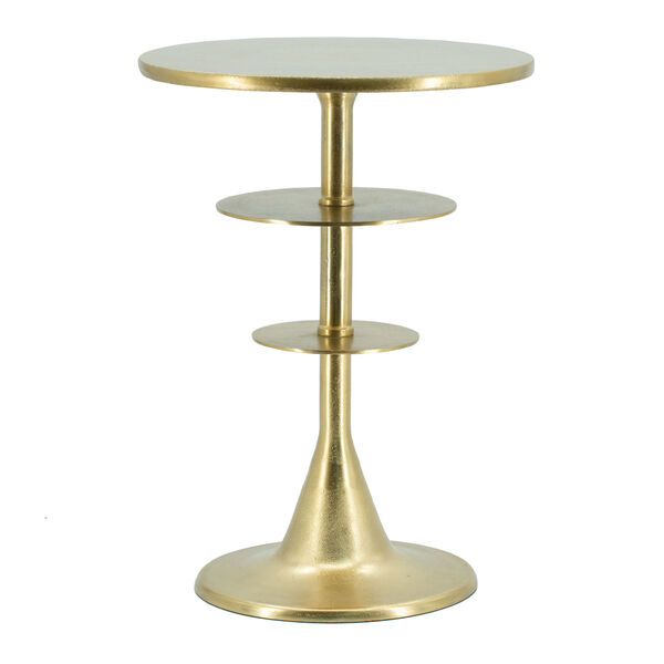 Antique Brass Round Accent Table, image 1