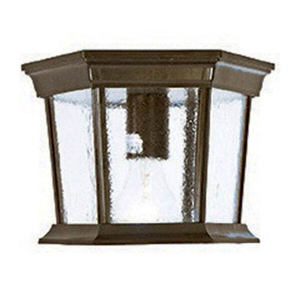 Dover Burled Walnut One-Light Outdoor Ceiling Mount with Clear Beveled Glass, image 1