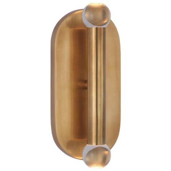 Rousseau Burnished Brass Two-Light LED Medium Bath Sconce with Clear Glass by Kelly Wearstler, image 1