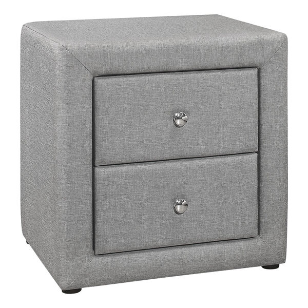 Grey Linen Two Drawer Night Stand, image 1