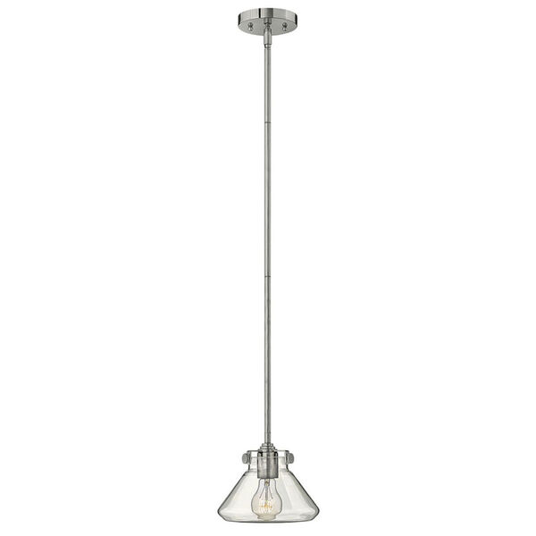 Congress Chrome 8-Inch Mini Pendant with Clear Pyramid Shade, image 4