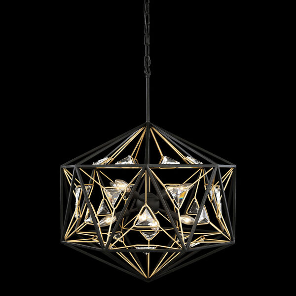 Marcia Matte Black and French Gold Eight-Light Orb Pendant, image 5