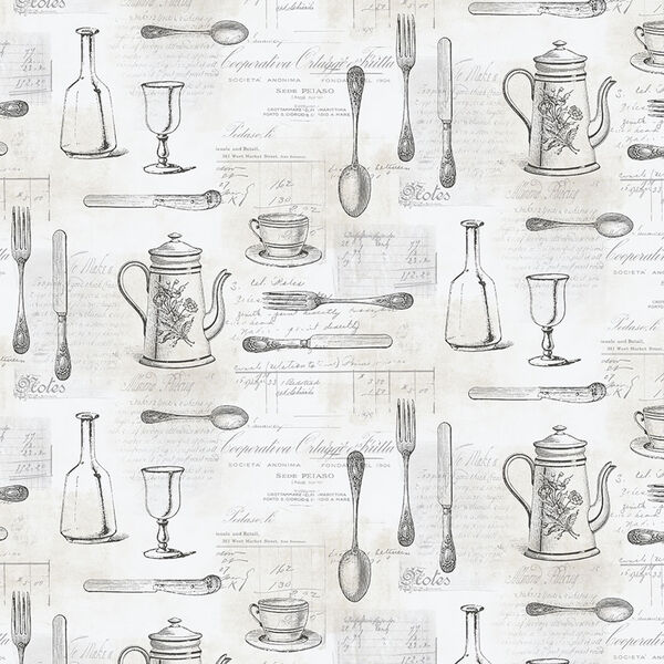 Cutlery Sidewall Black and Tan Wallpaper, image 1