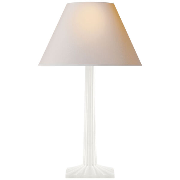 Strie Fluted Column Table Lamp in Plaster White with Natural Paper Shade by Chapman and Myers, image 1