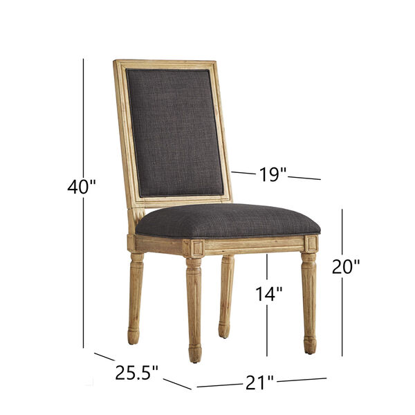 Eliza Dark Grey Linen Wood Side Chair, Set of 2, image 6
