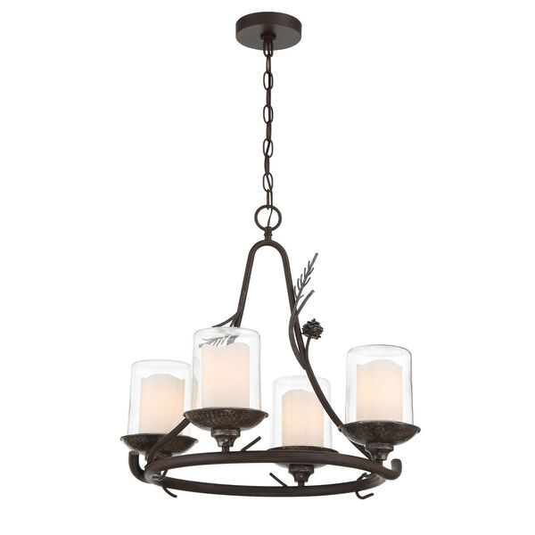 Ponderosa Ridge Weathered Spruce with Silver Highlights Four-Light Chandelier, image 1