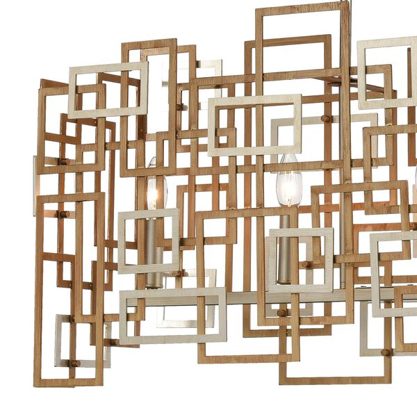 Gridlock Matte Gold and Aged Silver Six-Light Island Chandelier, image 4