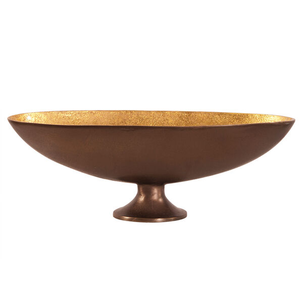 Bronze Footed Bowl with Oblong Gold Luster Inside-Medium, image 1